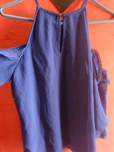 Stylish Blue Cold Shoulder Top