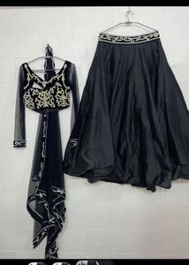 Elegant Black Embroidered Lehenga Choli Set
