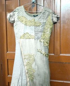 Designer long dress with Gold Embroidery