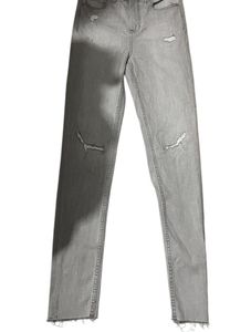 High rise Grey Distressed and black  Denim Jeans