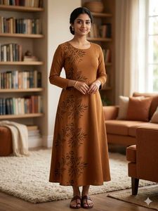 Elegant Brown Kurta with Floral Print