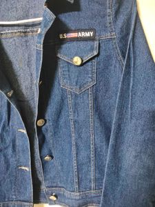 Classic Blue Denim Jacket with U.S. Army Patch