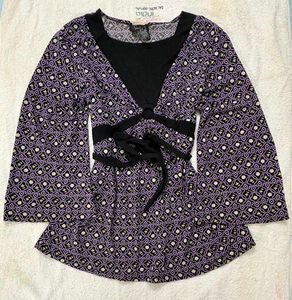 Boho Bell Sleeve Purple Floral Top