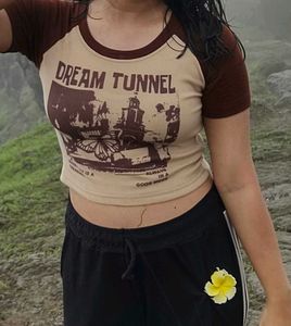 Dream Tunnel Graphic Crop Top