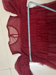 chic Maroon net cold shoulder top