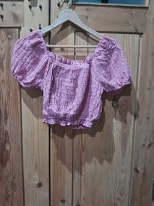 Pink Off-Shoulder Smocked Top