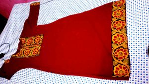 Embroidered Maroon Kurta for Women