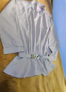 Elegant Chain Detail Peplum Top &amp; Pants Set