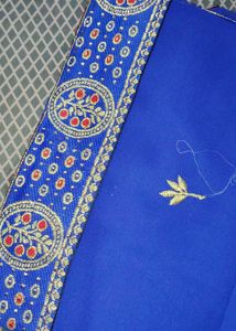 Royal Blue Embroidered Saree