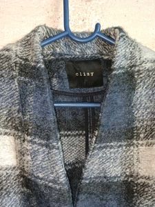 Cozy Plaid Open Front Zipper Wool Jacket