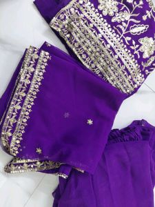 brand new Purple Embroidered sharara set