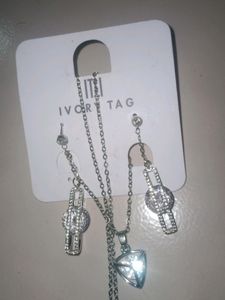 Earring Pendant Set Earring Silver American Diamond