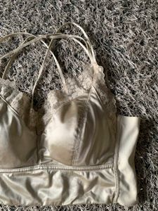 Lace Trim Satin Bralette