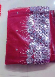 One day offer  Sparkling Red Net Fabric