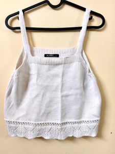 Chic White Knit Cami Top