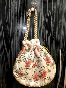 Embroidered Potli Bag with Pearls
