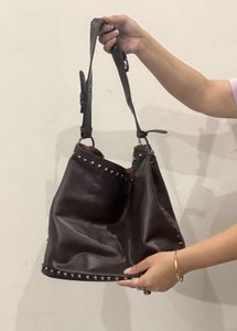 Brown Hobo/Tote/shoulder Bag with Studs