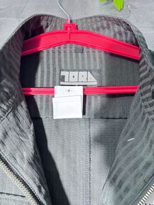 Men's Grey Striped Bomber Jacket