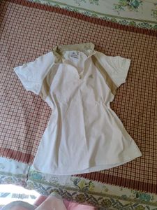 Adidas White &amp; Tan Athletic Top