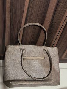 Textured Tote Bag with Gold Accent
