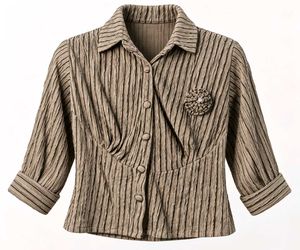 Stylish Taupe-Grey Crinkle Fabric Jacket Top