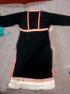 Black Kurta with intricate gold and red