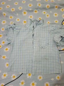 Cute Gingham Ruffle Sleeve Top