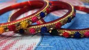 Colorful Beaded Floral Bangles