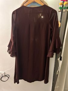Chic Brown Ruffled Sleeve Dress