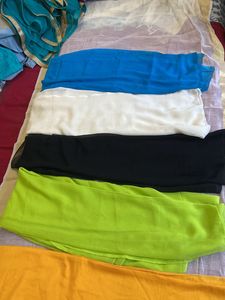 4 Georgette And 1 Yellow Cotton Silk Dupattas