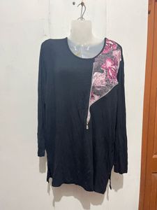 Chic Black Top with Floral Detail