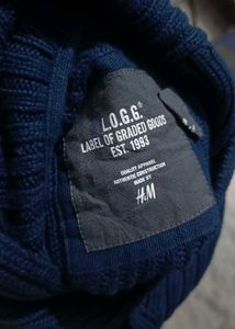 H&amp;M ,, Navy Blue Button Neck Sweater