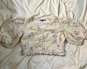 Floral Puff Sleeve coquette crop top