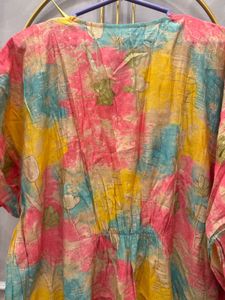 Women Tie &amp; Dye Printed Feeding Friendly Kaftan