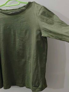 Solid Olive Green Long Sleeve Top