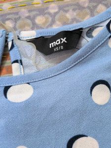 Blue Polka Dot Ruffle Sleeve Top