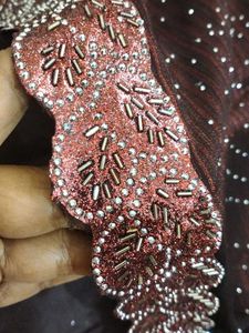 Elegant wine colour Embellished Saree