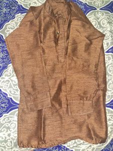 Brown colour boys kurta three piece set
