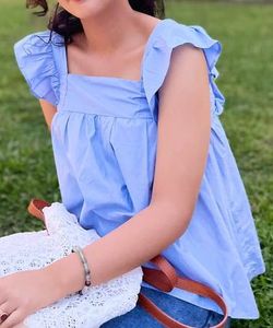 Blue Ruffle Top