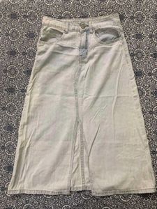 Light Wash Denim Maxi Skirt