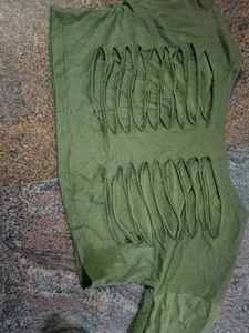 Unique Cut-Out Green T-Shirt