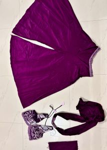 plazzo set with crop top and dupatta