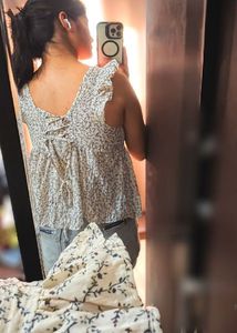 Floral Ruched V-Neck Top
