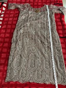 Grey Sequins Shirt With Dupatta