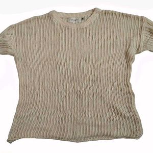Cream Knit Sweater with Flared Sleeves