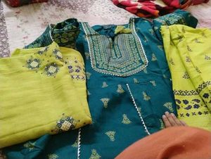 Teal Embroidered Kurta Set with Dupatta