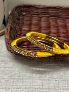 Golden Bangle With Yellow Thread