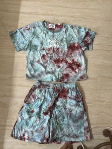 Tie-Dye Crop Top &amp; Shorts Set