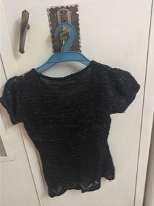 Black Embellished Neckline Blouse
