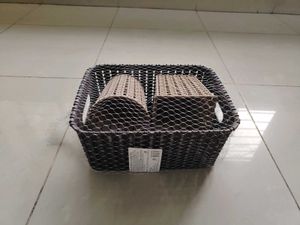 New Set Of Three Plastic BasketsBrown Beige